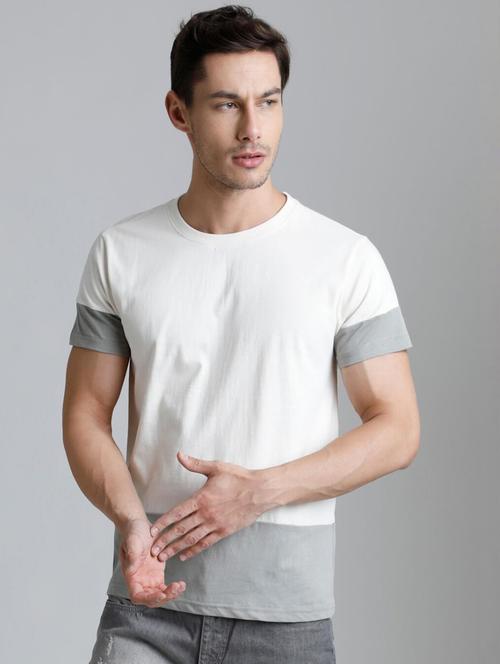 men multi color block round neck regular t-shirt - 20747294 - Very Small Image - 1