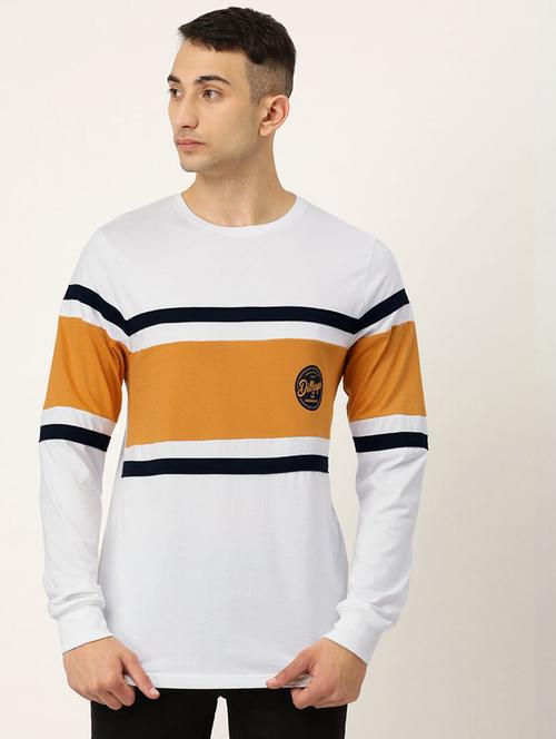 men multi color block round neck regular t-shirt - 20747337 - Very Small Image - 1