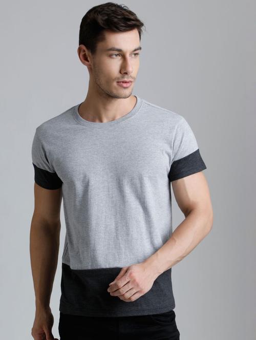 men multi color block round neck regular t-shirt - 20747352 - Very Small Image - 1