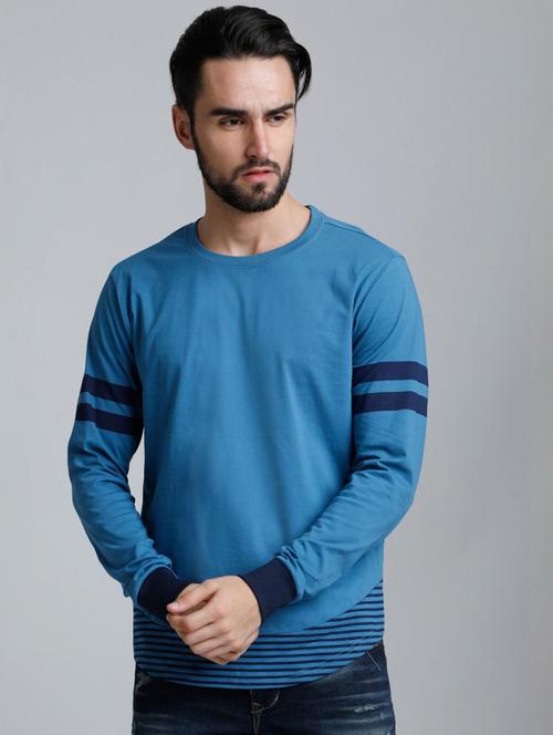 blue striped detailed round neck t-shirt - 20747551 - Very Small Image - 1