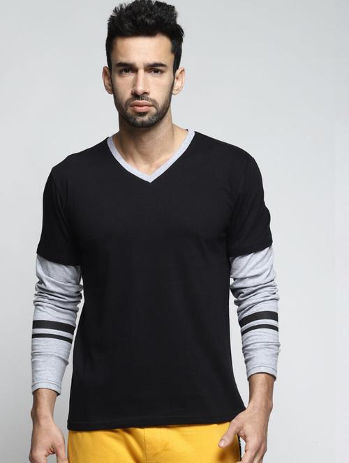 men solid v-neck regular t-shirt - 20747665 - Very Small Image - 1