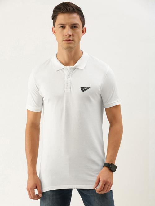 solid white placement print polo t-shirt - 20747769 - Very Small Image - 1