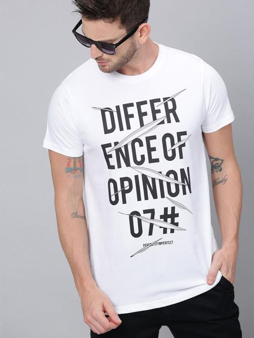 white front print round neck t-shirt - 20747785 - Very Small Image - 1