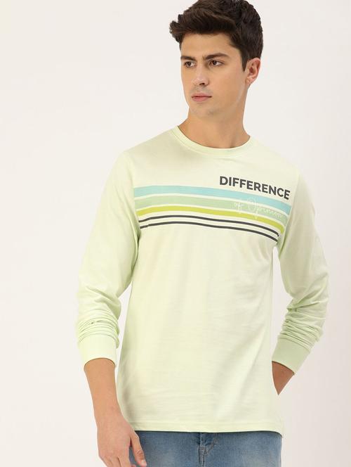 green chest print round neck t-shirt - 20747847 - Very Small Image - 1