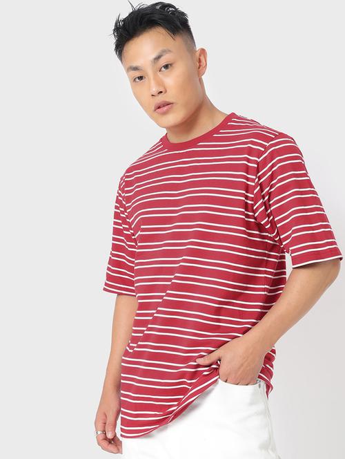 red round neck striped t-shirt - 20747881 - Very Small Image - 1