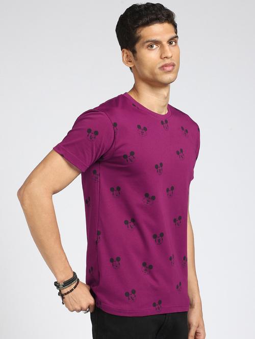 purple quirky printed round neck t-shirt - 20747978 - Very Small Image - 1