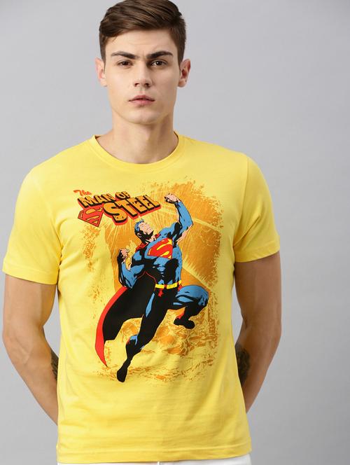 yellow front print round neck t-shirt - 20748027 - Very Small Image - 1