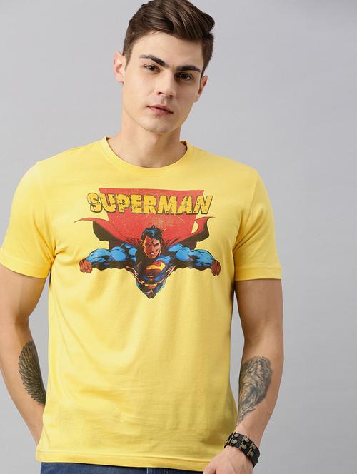 yellow chest print round neck t-shirt - 20748051 - Very Small Image - 1