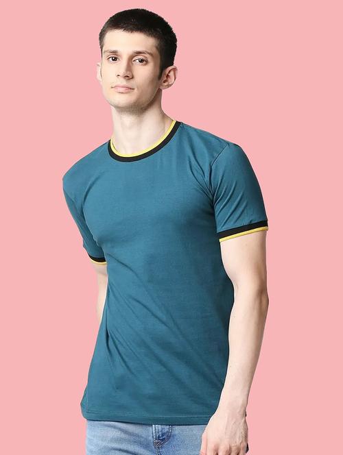 teal cotton plain t-shirt - 20748335 - Very Small Image - 1