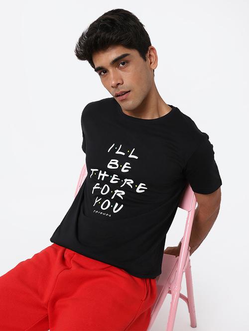 black cotton typography t-shirt - 20748463 - Very Small Image - 1