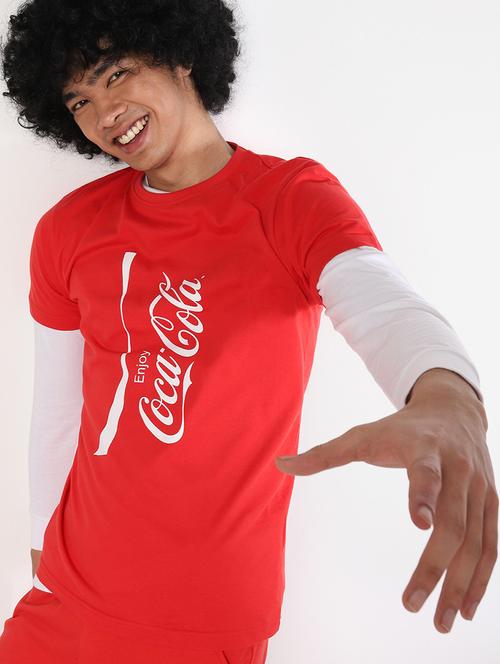 red cotton typography t-shirt - 20748491 - Very Small Image - 1