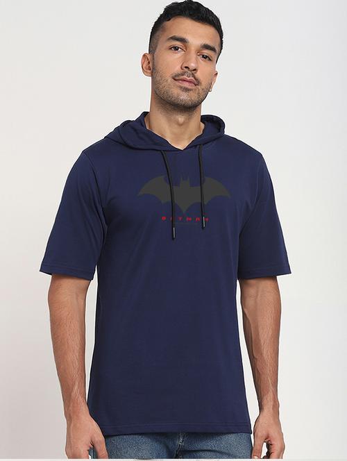 navy blue cotton printed t-shirt - 20748601 - Very Small Image - 1