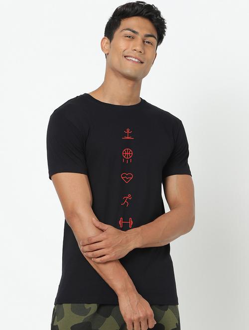 black cotton printed t-shirt - 20748882 - Very Small Image - 1