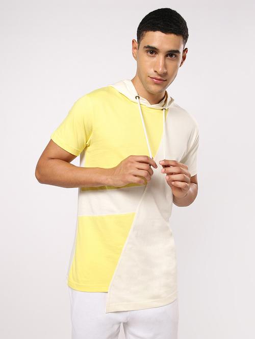 yellow cotton color block t-shirt - 20749018 - Very Small Image - 1