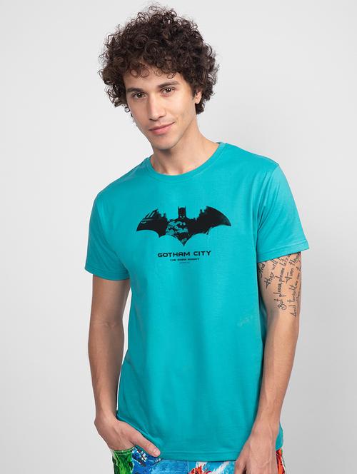 turquoise cotton blend printed t-shirt - 20749094 - Very Small Image - 1
