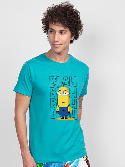 blue cotton blend printed t-shirt - 20749109 - Very Small Image - 1