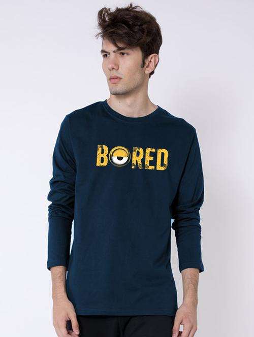 navy blue cotton typography t-shirt - 20749204 - Very Small Image - 1