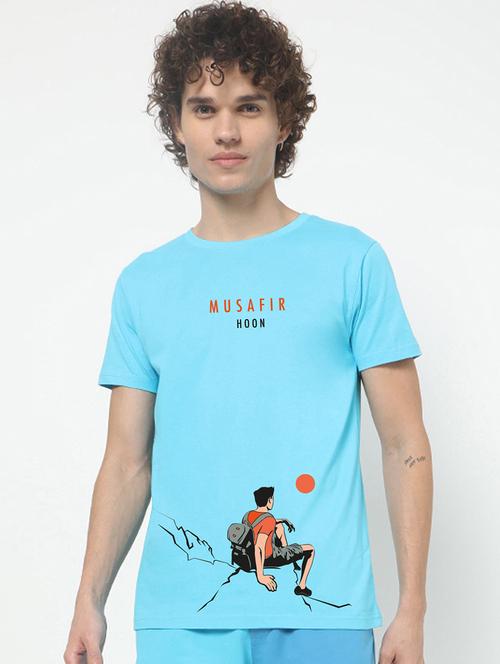 turquoise cotton typography t-shirt - 20749387 - Very Small Image - 1