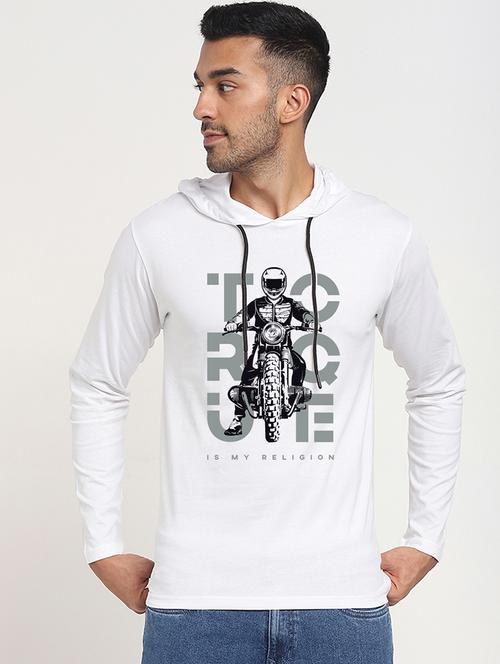 hooded neck graphic printed t-shirt - 20749516 - Very Small Image - 1