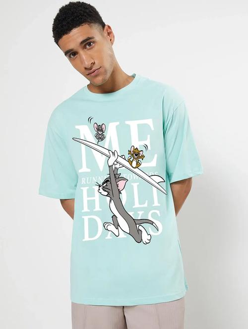 light green cotton printed t-shirt - 20749580 - Very Small Image - 1