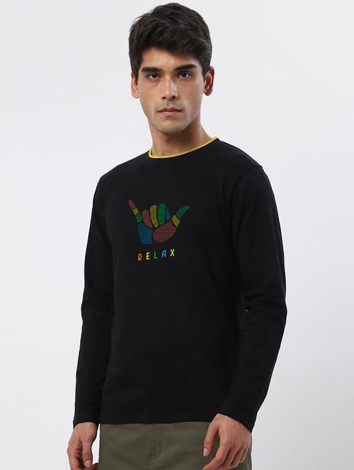 black cotton printed t-shirt - 20749644 - Very Small Image - 1