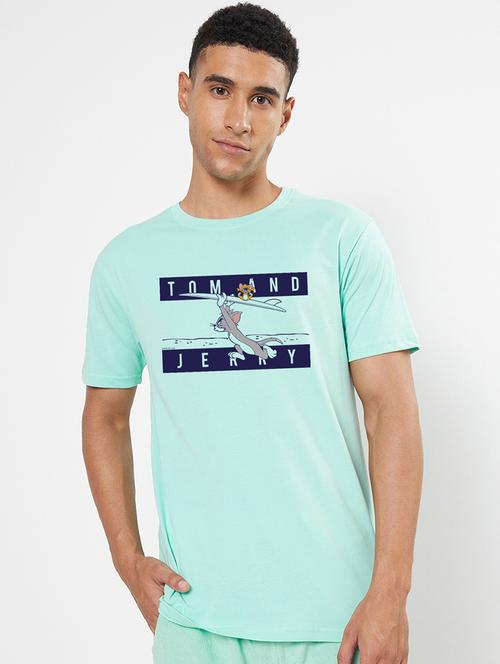 light green cotton printed t-shirt - 20749707 - Very Small Image - 1