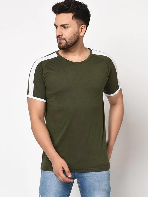 olive cotton blend plain tshirt - 20750033 - Very Small Image - 1