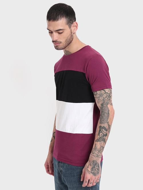 round neck color blocked t-shirt - 20750146 - Very Small Image - 1