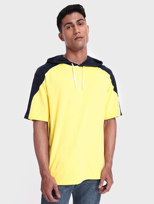 yellow cotton blend hooded t-shirt - 20750179 - Very Small Image - 1