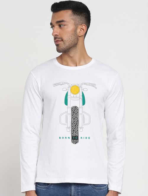white cotton printed t-shirt - 20750317 - Very Small Image - 1