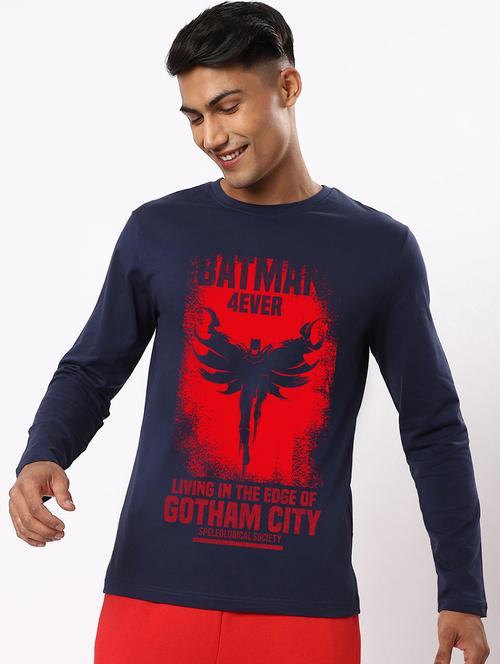 navy blue cotton printed t-shirt - 20750433 - Very Small Image - 1