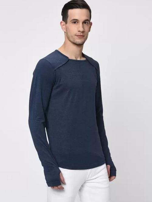 navy blue cotton plain t-shirt - 20750673 - Very Small Image - 1