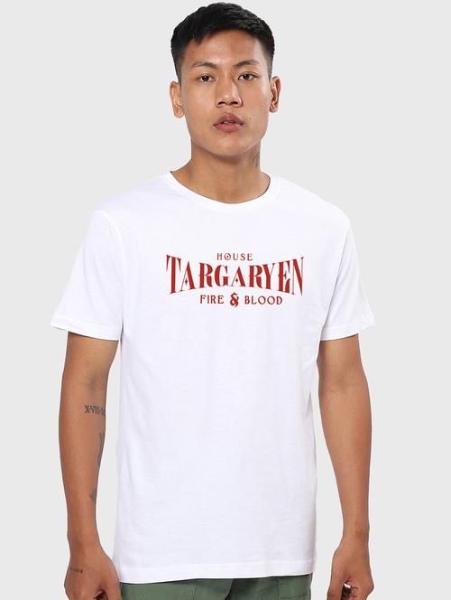 white cotton printed t-shirt - 20750685 - Very Small Image - 1