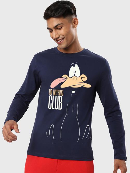 navy blue cotton printed t-shirt - 20750844 - Very Small Image - 1