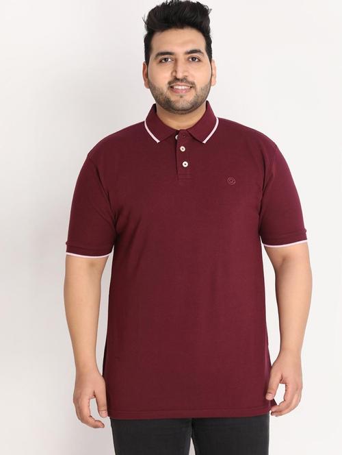 maroon cotton plain tshirt - 20750924 - Very Small Image - 1