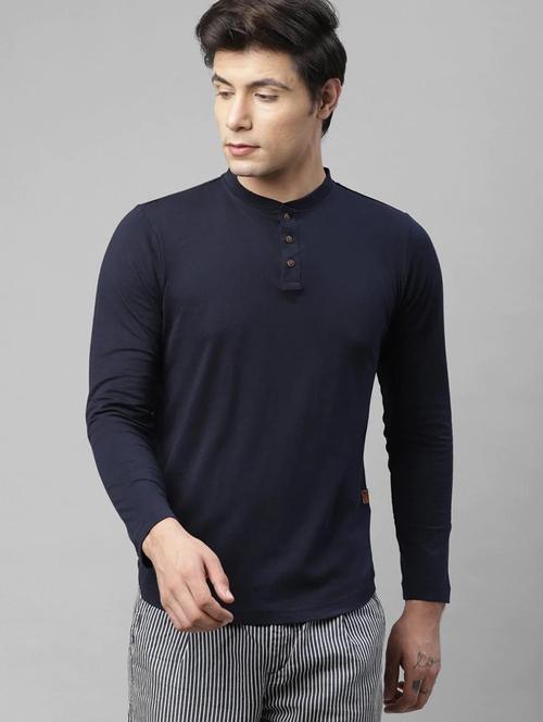 navy blue cotton plain t-shirt - 20750937 - Very Small Image - 1