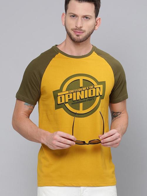 mustard & olive cotton printed t-shirt - 20750943 - Very Small Image - 1