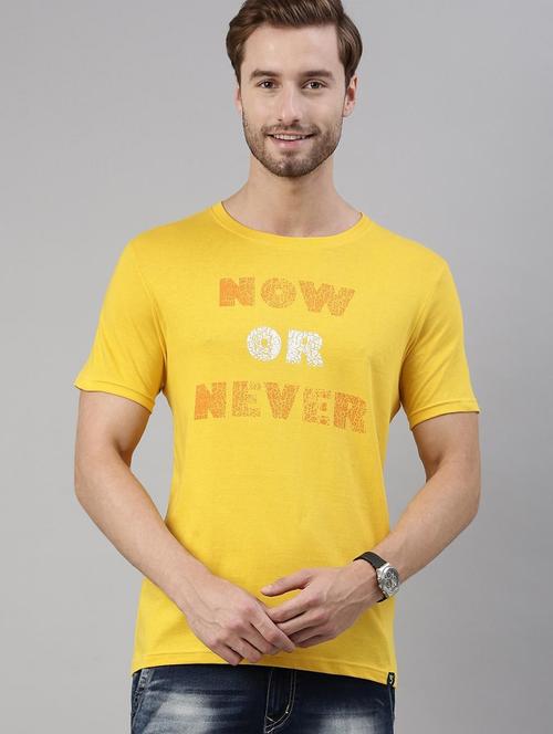 yellow cotton chest print tshirt - 20751267 - Very Small Image - 1