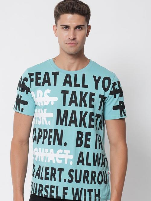 blue cotton typography t-shirt - 20751560 - Very Small Image - 1