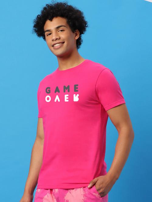 pink cotton typography t-shirt - 20752002 - Very Small Image - 1