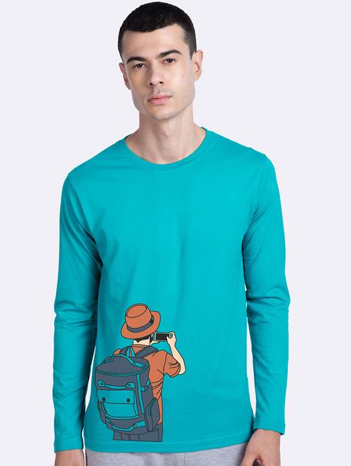 blue cotton printed t-shirt - 20752390 - Very Small Image - 1