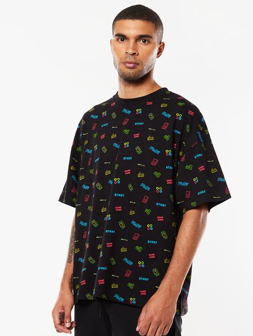 black cotton printed t-shirt - 20752583 - Very Small Image - 1
