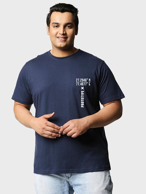 navy blue cotton printed t-shirt - 20752622 - Very Small Image - 1