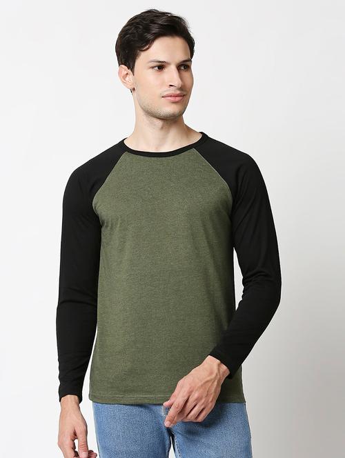 olive & black cotton plain t-shirt - 20752645 - Very Small Image - 1
