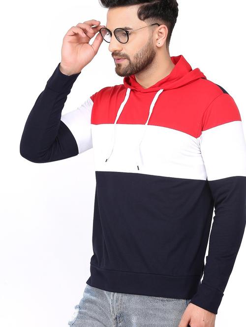 hooded neck color block t-shirt - 20752773 - Very Small Image - 1