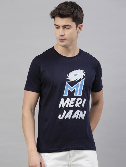 navy blue cotton printed t-shirt - 20753062 - Very Small Image - 1