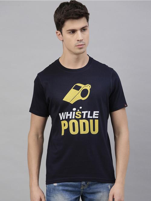 navy blue cotton printed t-shirt - 20753072 - Very Small Image - 1