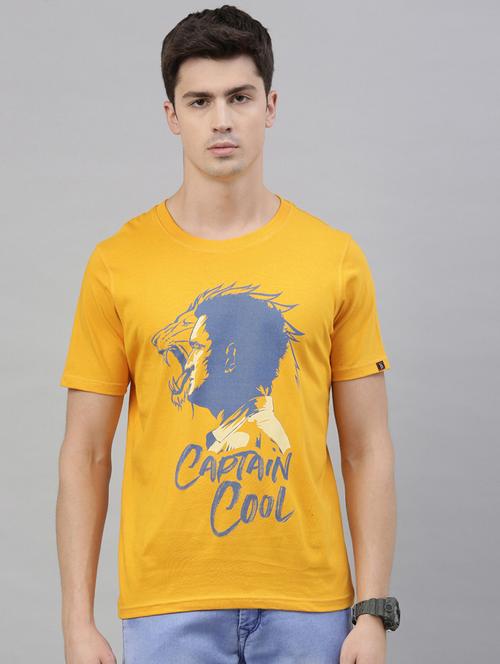 mustard cotton printed t-shirt - 20753078 - Very Small Image - 1