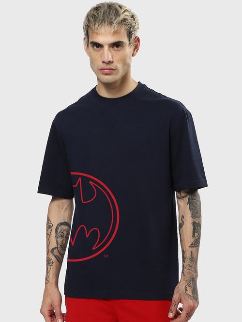 navy blue cotton printed t-shirt - 20753122 - Very Small Image - 1