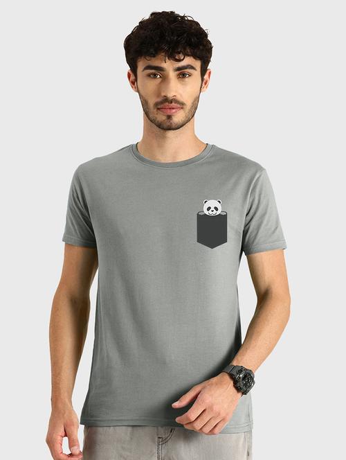 grey cotton placement print t-shirt - 20753190 - Very Small Image - 1